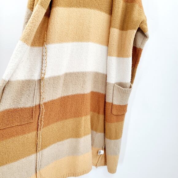 Freshman 1996 Orange Beige White Pumpkin Spice Cable Knit Long Cardigan Size M - Picture 3 of 7